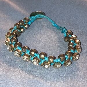 Vintage Turquoise and Silver Beaded Bracelet